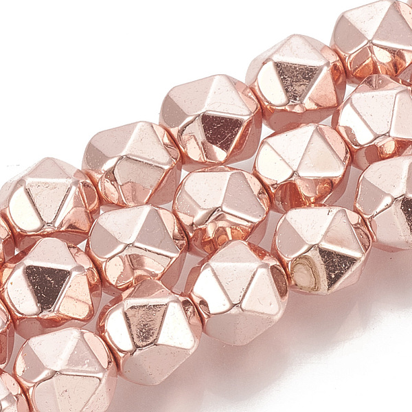 

PandaHall Electroplate Non-magnetic Synthetic Hematite Beads Strands, Star Cut Round Beads, Rose Gold Plated, 7.5x8mm, Hole: 1mm, about...