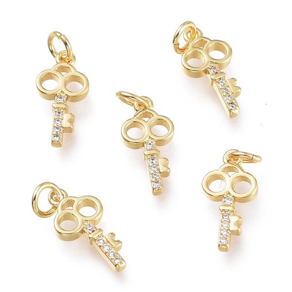 

PandaHall Brass Micro Pave Clear Cubic Zirconia Charms, with Jump Rings, Long-Lasting Plated, Key, Golden, 14.5x7x2mm, Hole: 3mm Brass+Cubic...