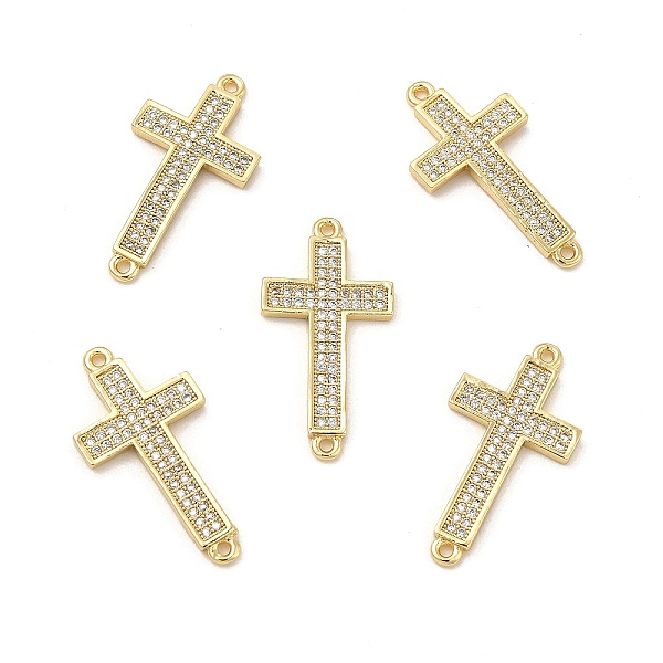

PandaHall Brass Micro Pave Clear Cubic Zirconia Connector Charms, Religion Cross Links, Real 18K Gold Plated, 25.5x13.5x2mm, Hole: 1mm...