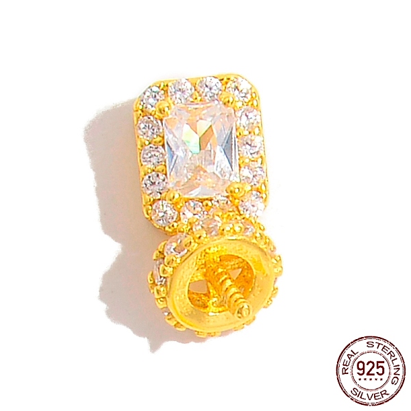 

PandaHall 925 Sterling Silver Pin Peg Bails, with Cubic Zirconia, Real 18K Gold Plated, 13x5.5x5.5mm, Pin: 0.7mm Sterling Silver+Cubic...