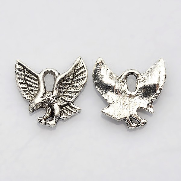 

PandaHall Tibetan Style Alloy Pendants, Cadmium Free & Lead Free, Eagle/Hawk Charm, Antique Silver, 13x13x2mm, Hole: 2mm Alloy Other Animal