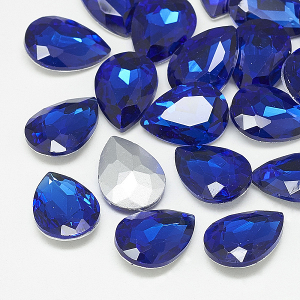 

PandaHall Pointed Back Glass Rhinestone Cabochons, Back Plated, Faceted, teardrop, Sapphire, 10x7x4mm Glass Rhinestone Teardrop Blue
