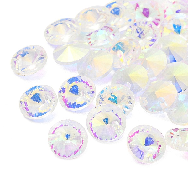

PandaHall Glass Charms, Faceted, Cone, Clear AB, 8x4mm, Hole: 1~1.2mm Glass Cone White
