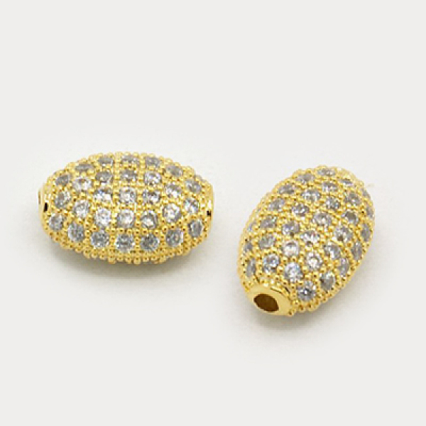 

PandaHall Brass Micro Pave Cubic Zirconia Beads, Oval, Golden, 10x7x5.5mm, Hole: 1mm Brass+Cubic Zirconia Oval