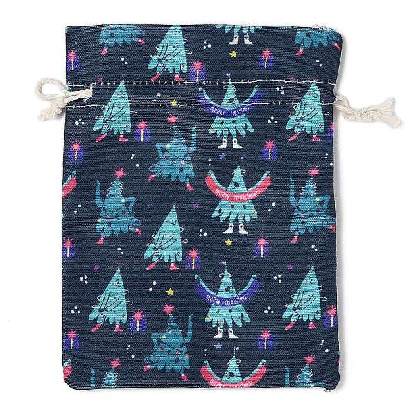 

PandaHall Christmas Theme Cloth Printed Storage Bags, Drawstring Bags, Rectangle, Marine Blue, 20x15x0.4cm Cloth Rectangle