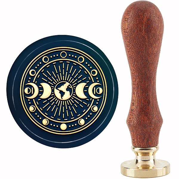

PandaHall CRASPIRE Moon Phase Wax Seal Stamp Earth Sealing Wax Stamp 30mm/1.18inch Removable Brass Head Sealing Stamp with Wooden Handle for...