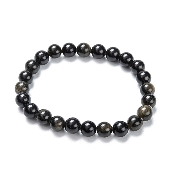 

PandaHall Natural Golden Sheen Obsidian Stretch Beaded Bracelets, Round, Inner Diameter: 2-1/8 inch(5.5cm), Beads: 8~9mm Golden Sheen...