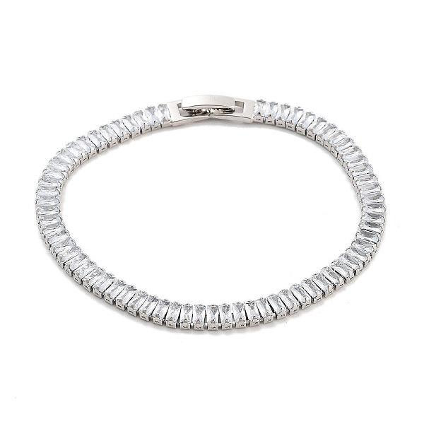 

PandaHall Brass Pave Clear Cubic Zirconia Rectangle Link Bracelets, Nickle Free, Long-Lasting Plated, Platinum, 7-1/8 inch(18.2cm) Cubic...