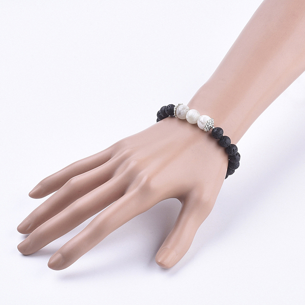 

PandaHall Natural Gemstone Stretch Bracelets, with Natural Moonstone, Alloy Findings, Round, 2 inch(50mm) Mixed Stone