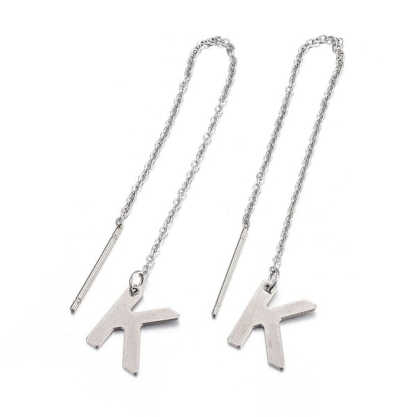 

PandaHall 304 Stainless Steel Stud Earrings, Hypoallergenic Earrings, Ear Threads, Alphabet, Letter.K, 107~112x1mm, Pin: 15x0.7mm, letter...