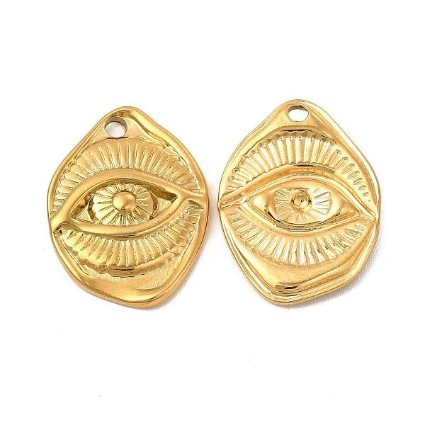 

PandaHall Ion Plating(IP) 304 Stainless Steel Pendants, Irregular Oval with Eye Charm, Golden, 23.5x17.5x3mm, Hole: 2mm 304 Stainless Steel...