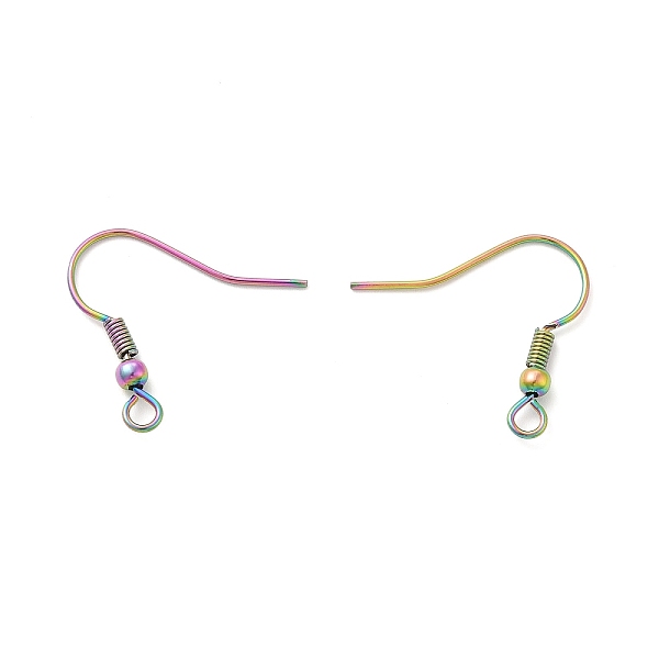 

PandaHall Ion Plating(IP) 304 Stainless Steel Earring Hooks, Ear Wire, French Hooks with Coil and Ball, Rainbow Color, 20x21x3mm, 9 Gauge...