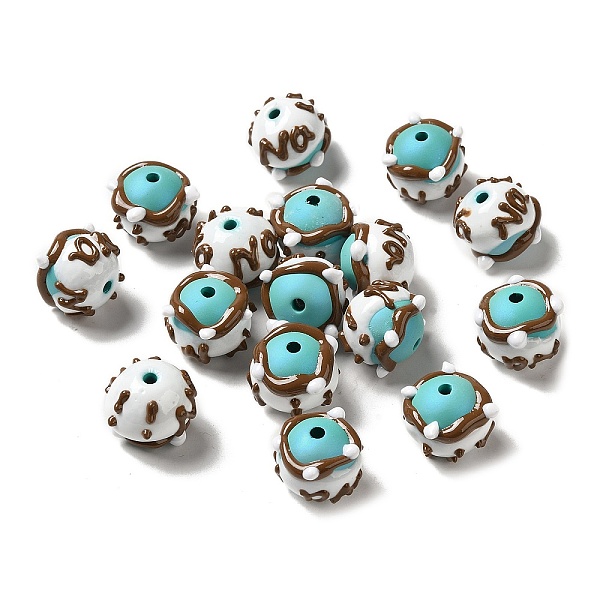 

PandaHall Hand Painted Acrylic with Enamel Beads, Dark Turquoise, 14.5~15.5x16.5~21.5x16~20mm, Hole: 2~2.8mm Acrylic Round