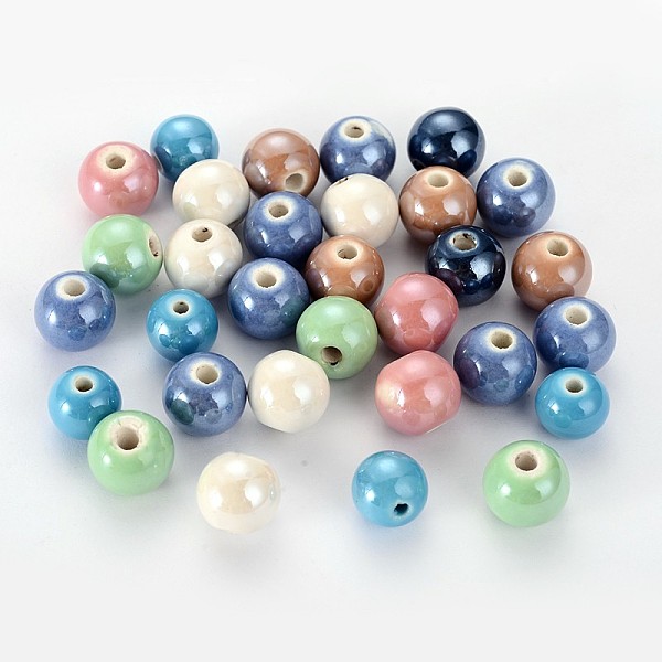

PandaHall Pearlized Handmade Porcelain Round Beads, Mixed Color, 11mm, Hole: 2mm Porcelain Round Multicolor