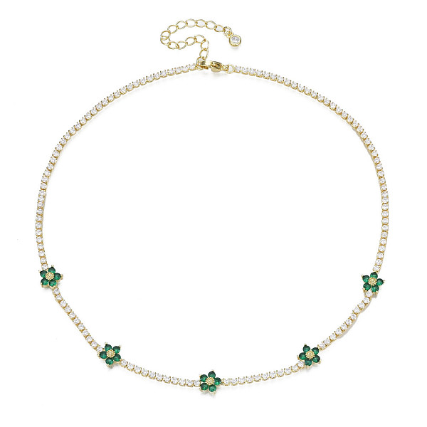 

PandaHall Cubic Zirconia Classic Tennis Necklace with Flower Links, Golden Brass Jewelry for Women, Green, 14.37 inch(36.5cm) Cubic Zirconia...