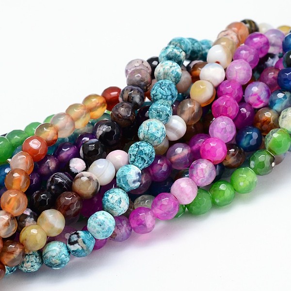 

PandaHall Dyed Natural Agate Faceted Round Beads Strands, Mixed Color, 4mm, Hole: 1mm, about 90~95pcs/strand, 14.5 inch Natural Agate Round..., Multicolor