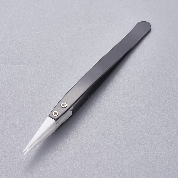 

PandaHall Stainless Steel Beading Tweezers, with Porcelain, Gunmetal & Stainless Steel Color, 13~13.1x0.95~1cm Stainless Steel White