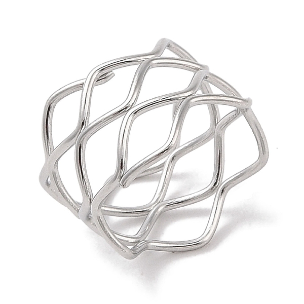 

PandaHall 304 Stainless Steel Wave Finger Rings for Women, Stainless Steel Color, 12mm, Inner Diameter: 17mm 304 Stainless Steel