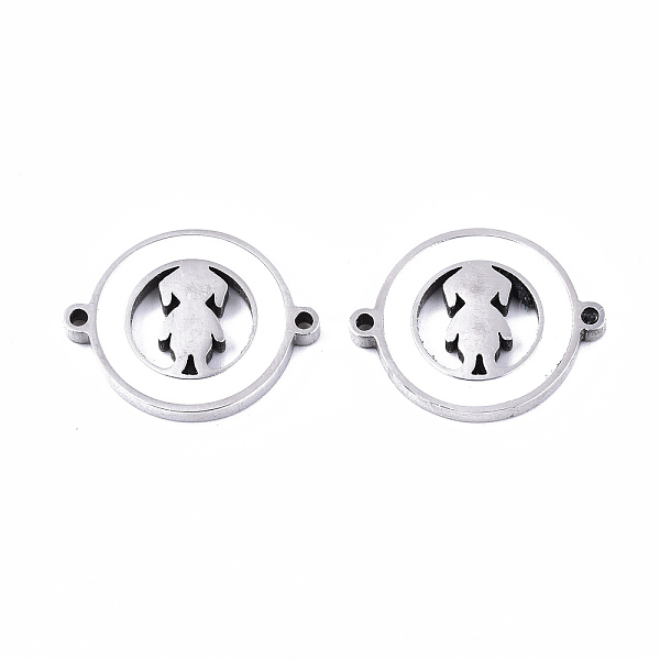 

PandaHall 304 Stainless Steel Enamel Links Connectors, Laser Cut, Flat Round with Girl, White, Stainless Steel Color, 14.5x18.5x2mm, Hole...