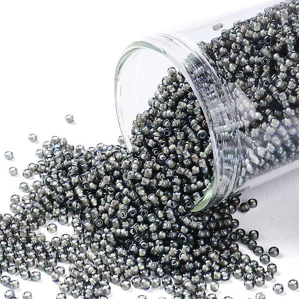 

PandaHall TOHO Round Seed Beads, Japanese Seed Beads, (383) White Lined Navy Luster, 15/0, 1.5mm, Hole: 0.7mm, about 3000pcs/10g Glass