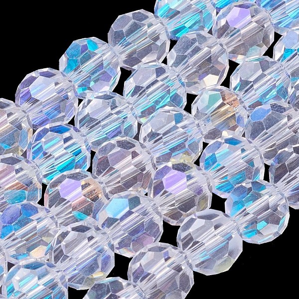 

PandaHall Electroplate Glass Beads Strands, AB Color, Faceted(32 Facets), Round, Clear AB, 8mm, Hole: 1mm, about 70~72pcs/strand, 22.6 inch..., White