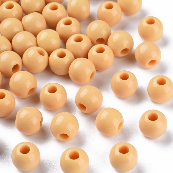 

PandaHall Opaque Acrylic Beads, Round, Navajo White, 11.5x10.5mm, Hole: 4mm, about 566pcs/500g Acrylic Round