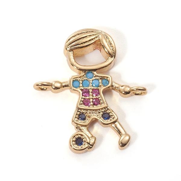 

PandaHall Brass Micro Pave Cubic Zirconia Links connectors, Boy, Colorful, Golden, 17x15.5x3mm, Hole: 1.2mm Brass+Cubic Zirconia Human