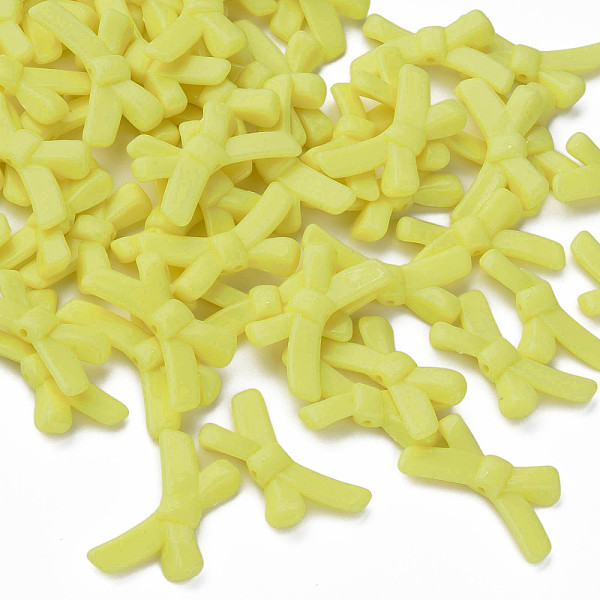 

PandaHall Opaque Acrylic Beads, Bowknot, Yellow, 20x34x5.5mm, Hole: 1.8mm, about 435pcs/500g Acrylic Bowknot Yellow