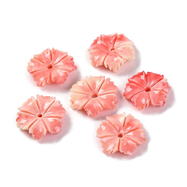

PandaHall Synthetic Shell Dyed Beads, Flower, Light Salmon, 12x12.5x3mm, Hole: 1.2mm Other Sea Shell Flower