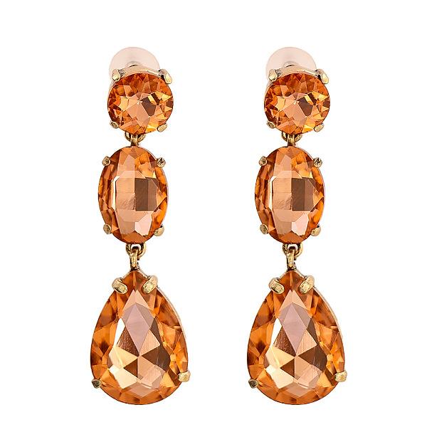 

PandaHall Sparkling Waterdrop Shaped Colorful Rhinestone Earrings for Women - Fashionable and Unique, Coral, size 1 Other Red