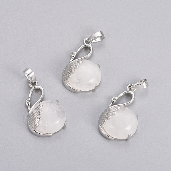 

PandaHall Natural Quartz Crystal Pendants, with Platinum Tone Brass Findings, Swan, 30.8x18.8x8.5mm, Hole: 7x5mm Quartz Crystal Other Animal