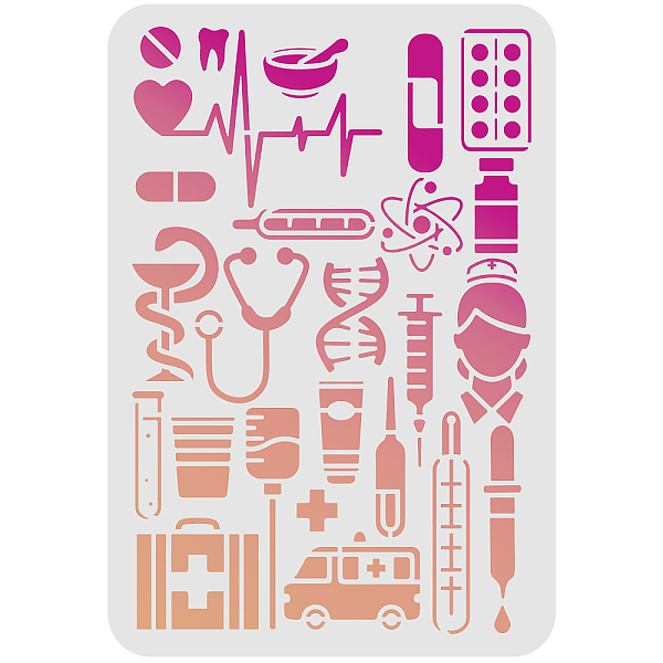PandaHall FINGERINSPIRE Medical Symbols Stencils 29.7x21cm International Nurses Day Decoration Stencils Nurse's Day Drawing Stencil for...