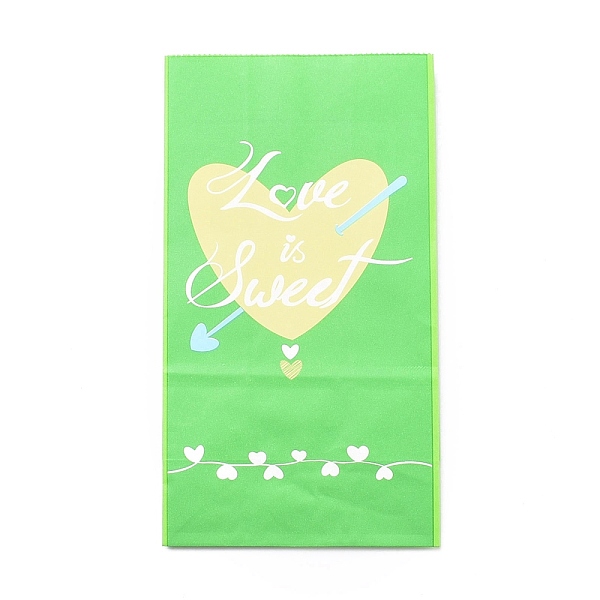 PandaHall Kraft Paper Bags, No Handles, Storage Bags, Valentine's Day, Heart Pattern with Word Love is Sweet, Light Green, 23.5x13x8cm Paper...