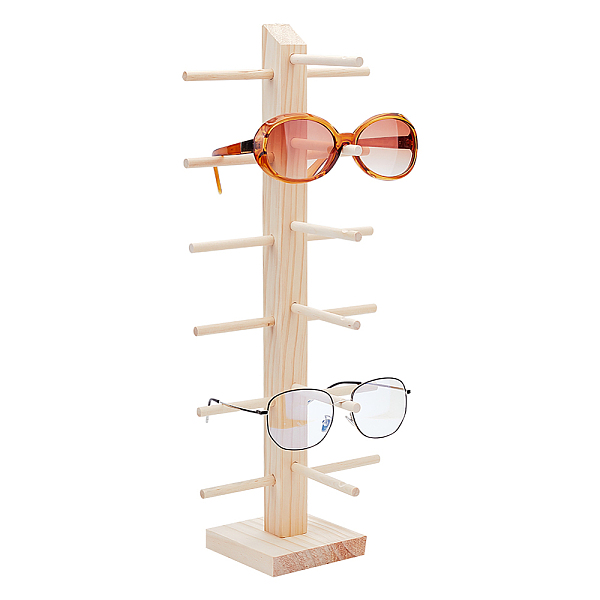 

PandaHall PH 6 Tier Sunglasses Display Rack, Wooden Eyewear Organizer Glasses Frame Riser Glasses Display Stand Eyeglasses Holder for..., Orange