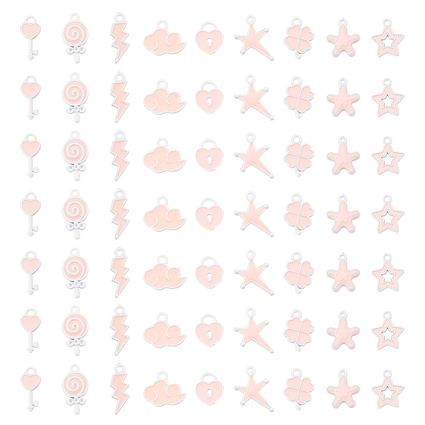 

PandaHall DICOSMETIC 90Pcs 9 Style Spray Painted Alloy Enamel Pendants, Lollipop & Heart Lock & Starfish, Pink, 12.5~18x7.5~14x1.8~2.5mm...