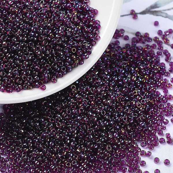 

PandaHall MIYUKI Round Rocailles Beads, Japanese Seed Beads, 15/0, (RR3546) Spkl Fuchsia Lined Ametyhst, 15/0, 1.5mm, Hole: 0.7mm, about..., Purple