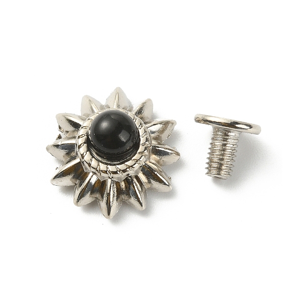 

PandaHall Alloy Buttons, with Synthetic Turquoise and Iron Screws, for Purse, Bags, Leather Crafts Decoration, Sunflower, Black, 14x6.5mm...