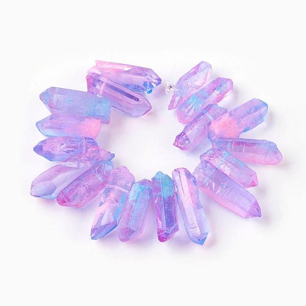 

PandaHall Natural Quartz Crystal Points Beads Strands, Lilac, 20~40x9~15x7~12mm, Hole: 1mm, about 17~19pcs/strand, 6.6~6.8 inch(17~17.5cm)..., Purple