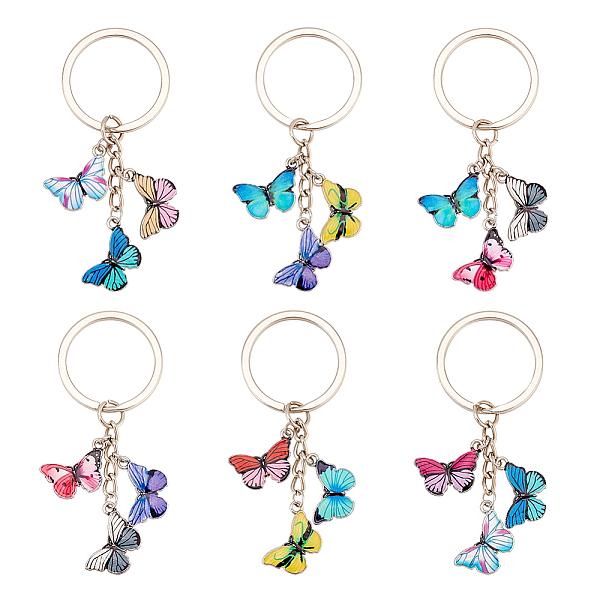 

PandaHall OLYCRAFT 6pcs Butterfly Keychains Alloy Enamel Pendant Keychain Colorful Butterfly Pendant Keyrings Handbag Charm Accessories..., Multicolor