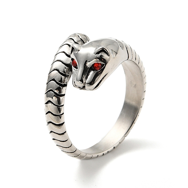 

PandaHall Light Siam Rhinestone Leopard Finger Ring, 316 Stainless Steel Gothic Jewelry for Men Women, Antique Silver, US Size 8 1/2(18.5mm)..., Red