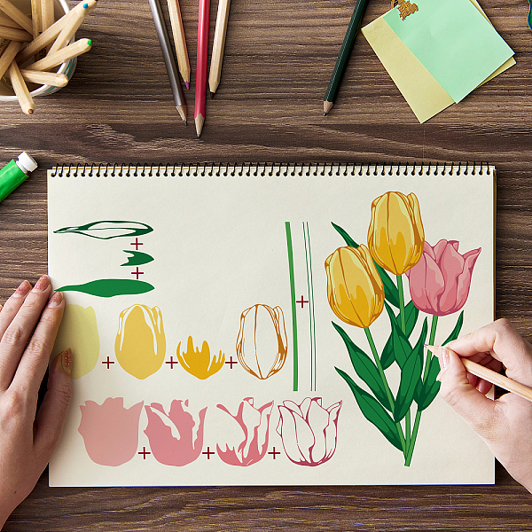

PandaHall GLOBLELAND Layering Tulip Clear Stamps Layered Tulip Flower Plants Silicone Clear Stamp Seals for Cards Making DIY Scrapbooking...