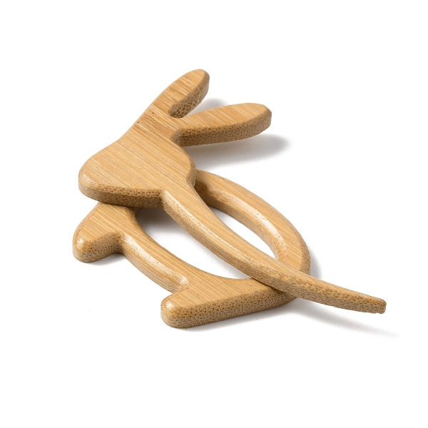 

PandaHall Wood Buckle Pin, Sweater Scarf Clips for Women, Rabbit Pattern, 36.5~76x45x4mm Wood Rabbit Orange