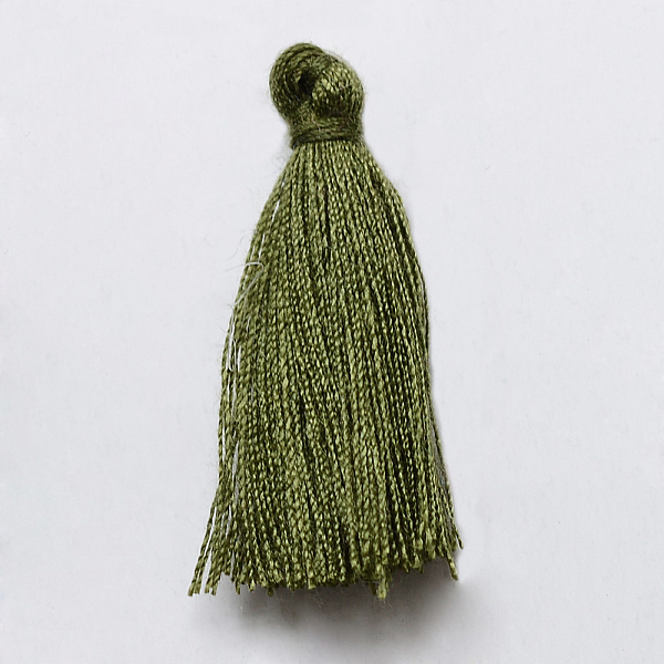 

PandaHall Handmade Cotton Tassel Decorations, Pendant Decorations, Dark Olive Green, 29~35mm Cotton Green