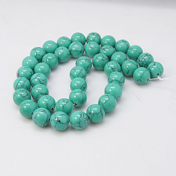 PandaHall Synthetic Turquoise Beads Strands, Dyed, Round, Dark Turquoise, 6mm, Hole: 1mm, about 66pcs/strand, 15.7 inch Synthetic Turquoise...