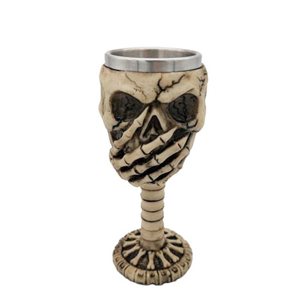 

PandaHall Halloween 304 Stainless Steel 3D Skull Mug, Resin Skeleton Cup, for Home Decorations Birthday Gift, Beige, 190x80x105mm, Inner..., Yellow