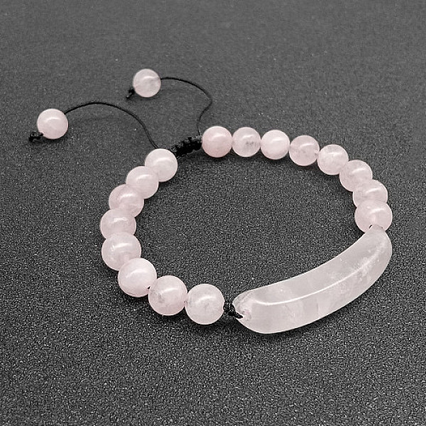 Braccialetti Con Perline Intrecciate Con Perline Di Quarzo Rosa Naturale Per Donna E Uomo