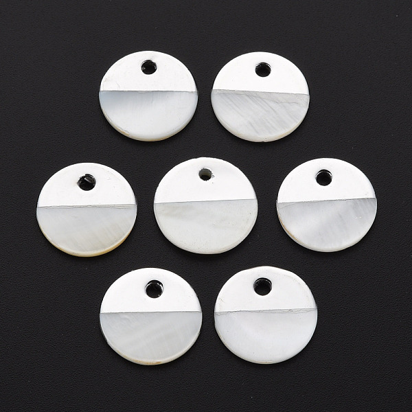 

PandaHall Natural Freshwater Shell Charms, with UV Plated, Falt Round, Platinum, 15x1.5mm, Hole: 2mm Freshwater Shell Flat Round White