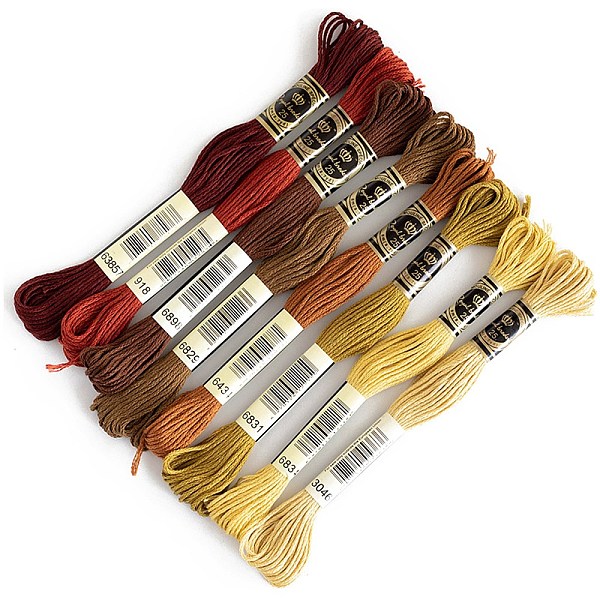 

PandaHall 8 Skeins 8 Colors 6-Ply Cotton Embroidery Floss, Cross Stitch Threads, Coffee Gradient Color Series, Mixed Color, 1mm, about 8.75..., Multicolor