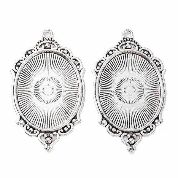 

PandaHall Tibetan Style Alloy Pendant Cabochon Settings, Cadmium Free & Lead Free, Oval, Antique Silver, Tray: 40x30mm, 65x37x2.5mm, Hole...