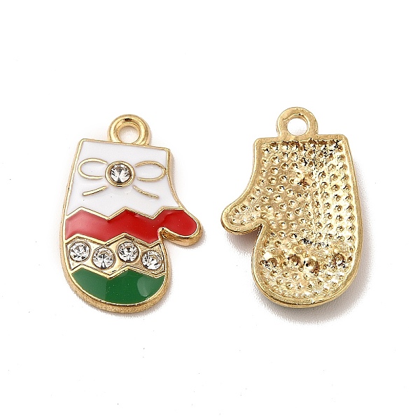 

PandaHall Christmas Alloy Enamel Pendants, with Rhinestone, Gloves Charm, Golden, 20x13.5x2.5mm, Hole: 1.6mm Alloy Rhinestone+Enamel Others..., Multicolor